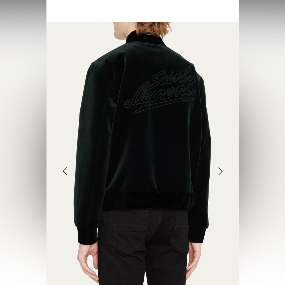 Saint Laurent Men's Velvet Logo Teddy Jacket - Picture 2 of 16